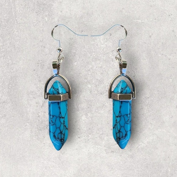Boheme Jewelry - Howlite Turquoise Metal Earrings Bohemian Style Statement Boho Charm